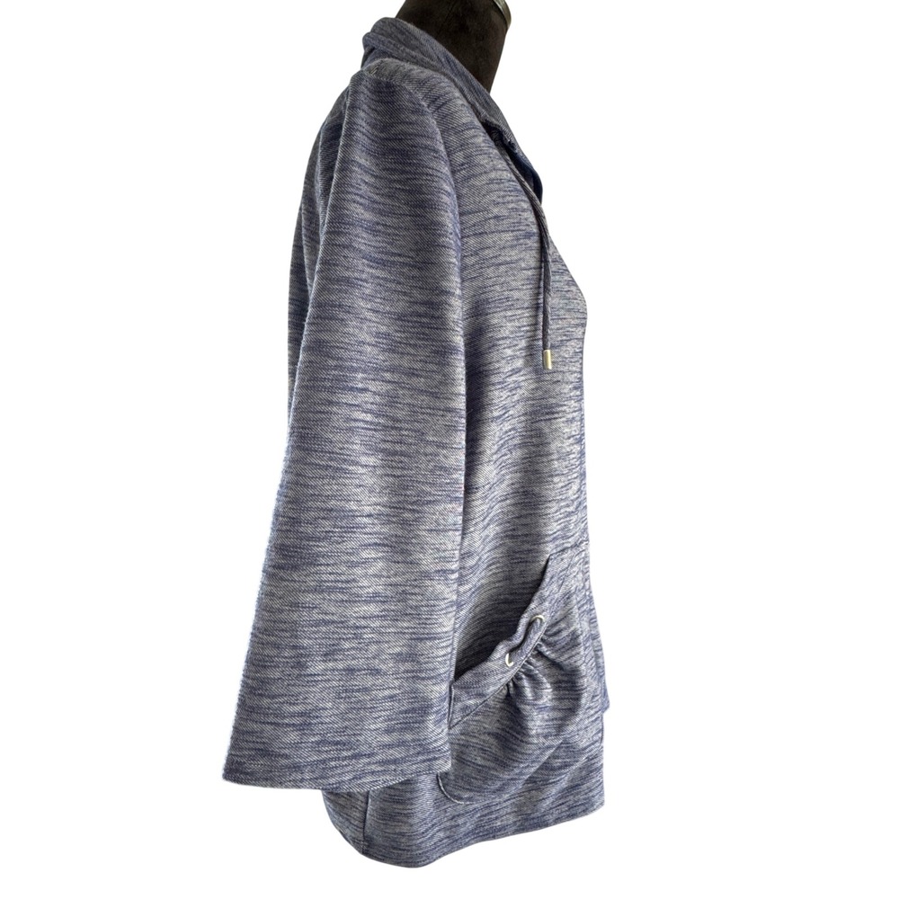 Weekends by Chicos Blue Space Dye Zip Up Hoodie Jacket Size 3 - Picture 2 of 7